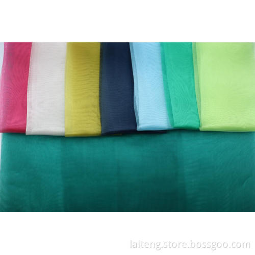 Plain Color 100%Polyester Organza Crystal Fabric